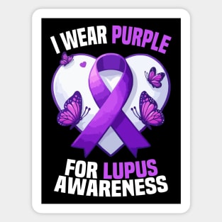 I Wear Purple For Lupus Awareness Buturflies Sticker